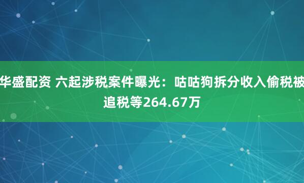 华盛配资 六起涉税案件曝光：咕咕狗拆分收入偷税被追税等264.67万